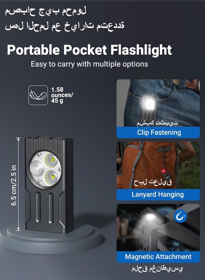 Sahramart EDC Flashlight, 400 Lumens Mini Flashlight with Magnet, Rechargeable UV Flashlight Last for 80 Hours, Keychain Flashlight with 8 Modes, Flashlights High Lumens for Outdoor Adventure, Camping, Hiking - Image 2