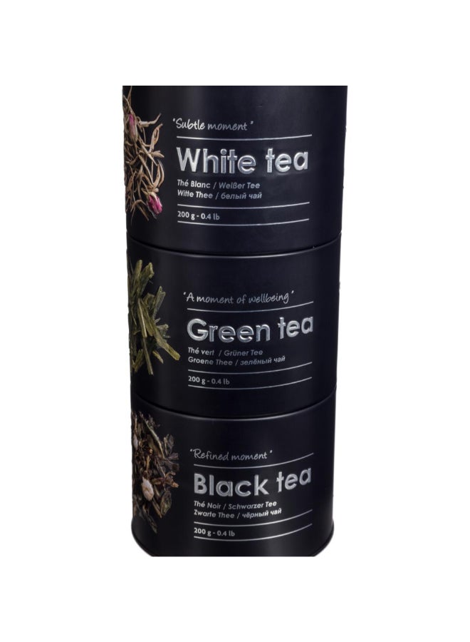 حامل ماكينة تحضير صندوق شاي معدني بثلاث اقسام لون أسود وفضي 600 جرام 136300 - Image 2