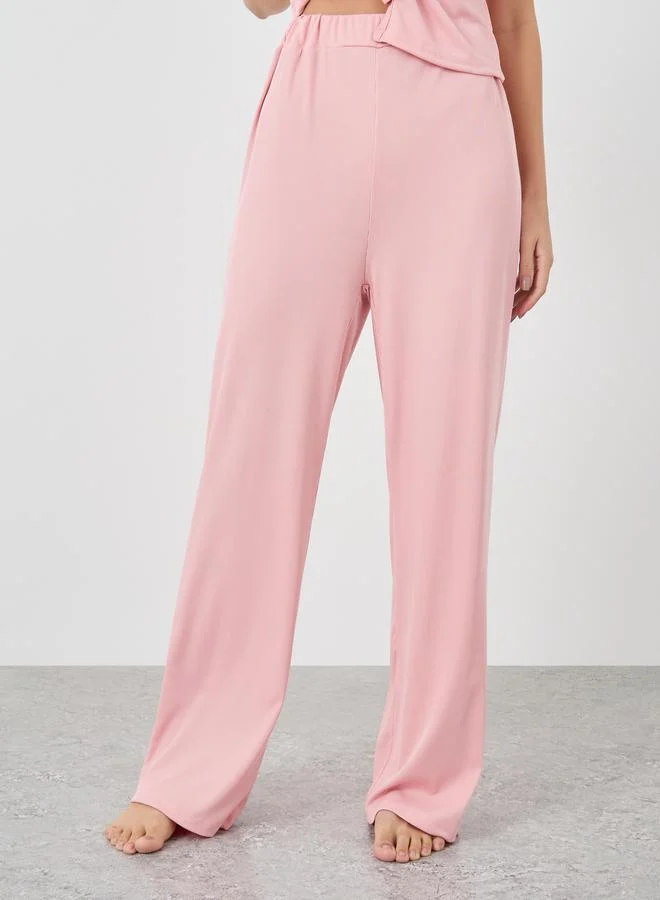 Take Two Take Two Solid Sleeveless Rib Buttoned Top and Pyjama Set
