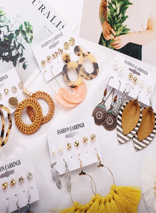 FIFATA 47 Pairs Trendy Boho Teardrop Geometric Earrings Acrylic Rattan Earrings Statement Dangle Drop Earrings Christmas Earrings for Women - Image 5