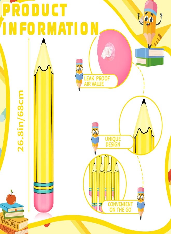Demonwer 4Pcs 27 Inch Large Inflatable Pencil Balloons Back to School Inflatable Pencil Balloon Graduation Party Decoration for Back to School Classroom Garden Room Birthday Party Decorations - Image 2