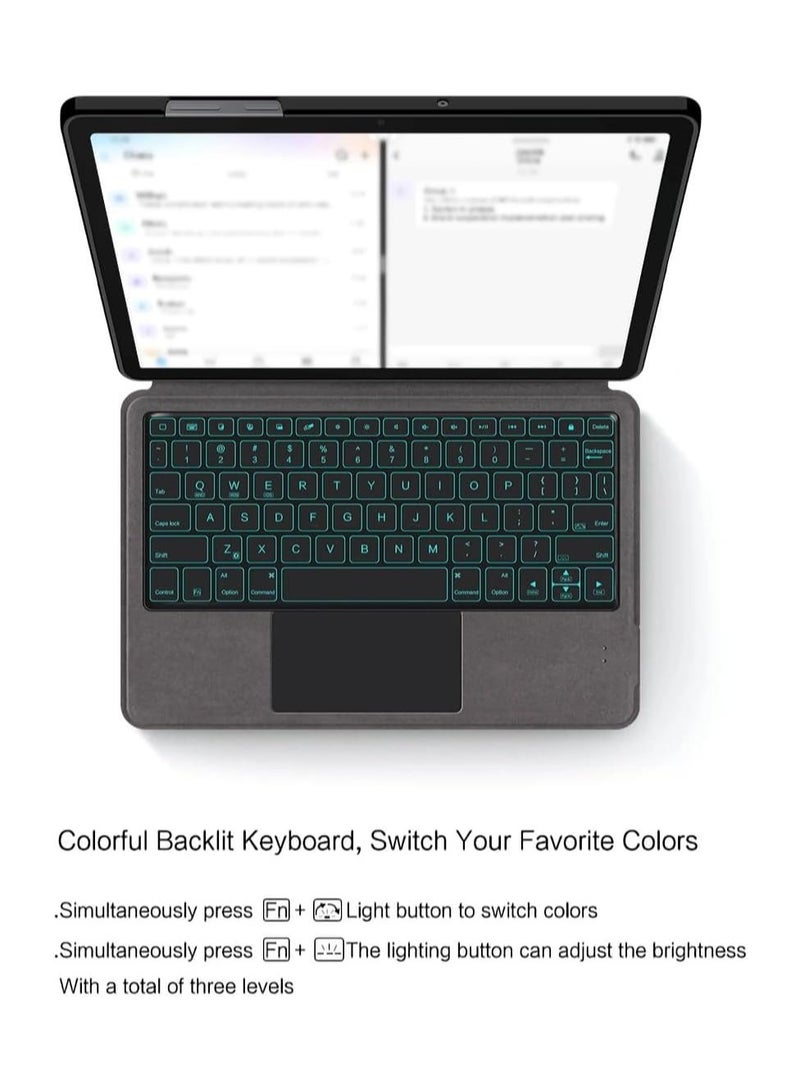 general 2-in-1 Keyboard Case Compatible with Samsung Galaxy Tab A11+/Plus 11-inch (2025), Bluetooth Wireless Backlit Smart Touchpad Keyboard with Leather Stand Cover - Image 5