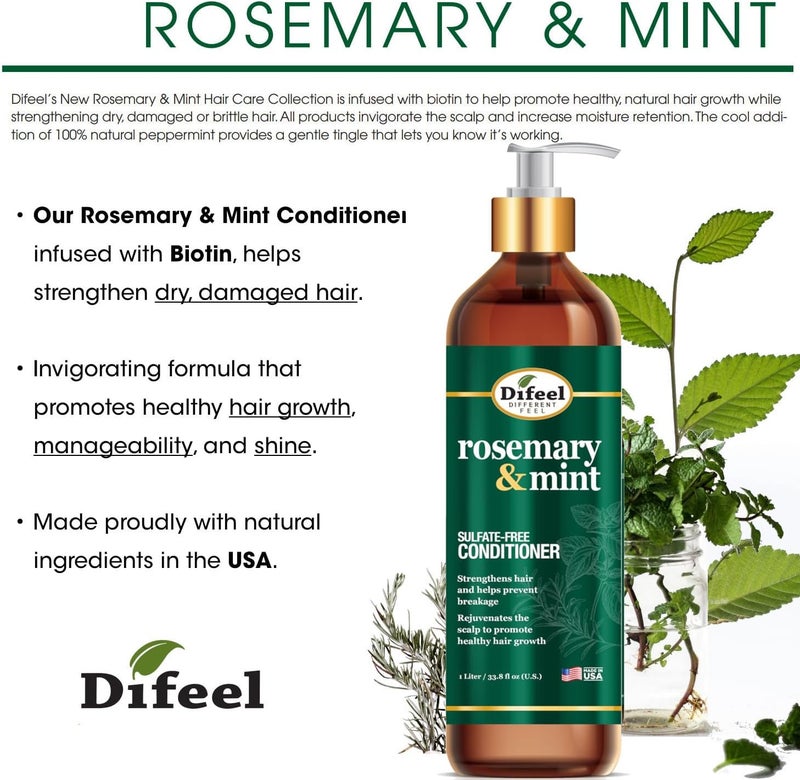 Rosemary and Mint Hair Strengthening Conditioner with Biotin 33.8 oz. - Made with Natural Rosemary Oil for Hair Growth - Image 1