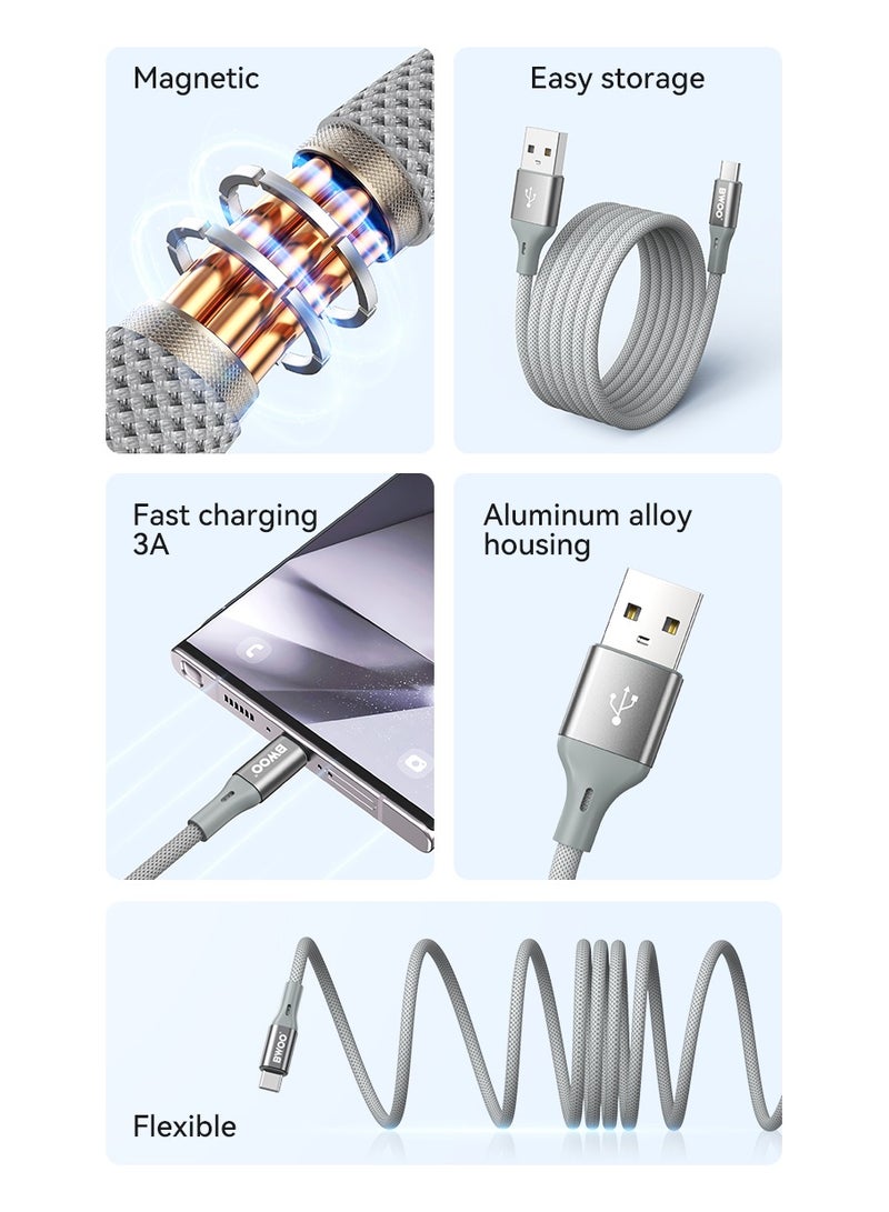 BWOO Usb-A To Type-C Magnetic Charging Cable Grey - Image 5