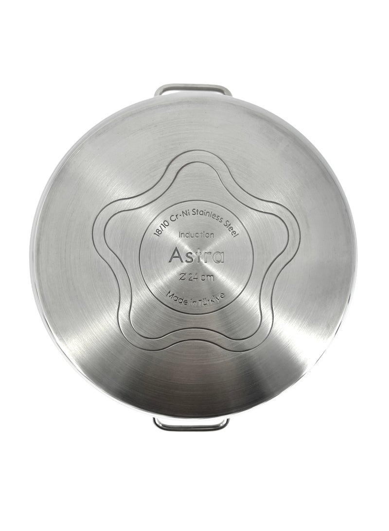Astra قدر أسترا الفاخرة من الفولاذ المقاوم للصدأ 24x14 سم 6.3 لتر - سعة كبيرة، توزيع حراري متفوق لوجبات مطبوخة بشكل مثالي - Image 3