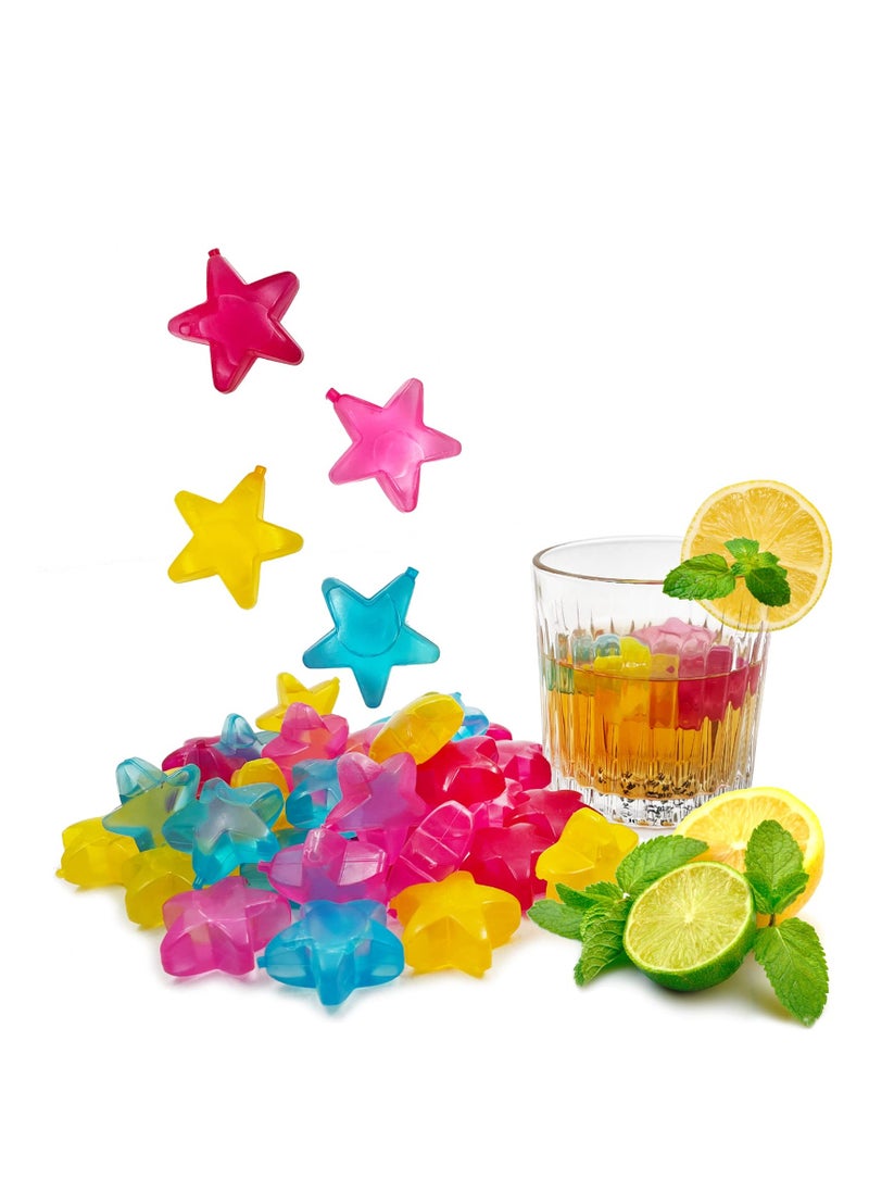 SYOSI - 24 Pack Reusable Ice Cubes, Colorful Plastic Star Shape Ice Cubes  for drinks, Coffee, Washable Refreezable BPA Free, Non-Melting - Image 1