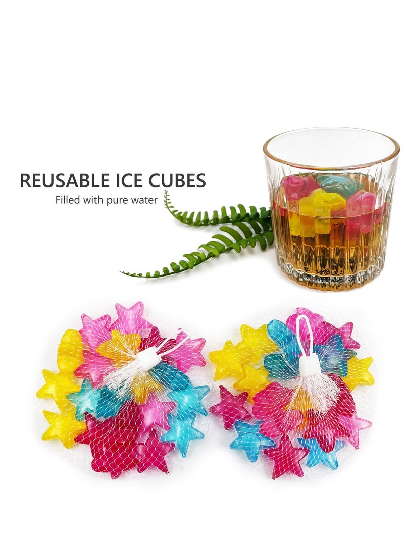 SYOSI - 24 Pack Reusable Ice Cubes, Colorful Plastic Star Shape Ice Cubes  for drinks, Coffee, Washable Refreezable BPA Free, Non-Melting - Image 1
