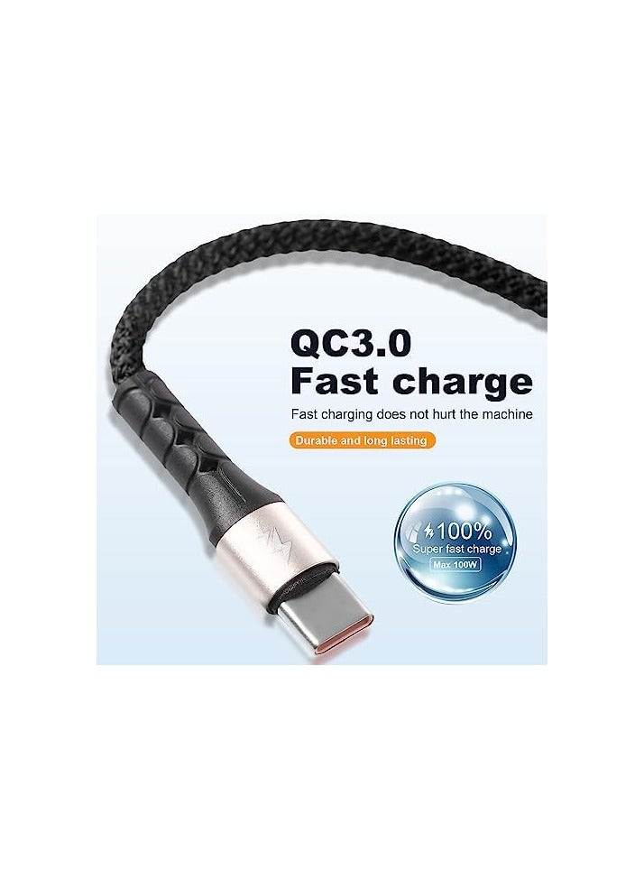 كابل USB من النوع C شحن سريع [3A/1.2M]، سلك أساسي لشاحن مزامنة مجدول من النايلون QC 3.0 مع 4 موصلات USB C، لهاتف iPhone 15 Pro Max، وSamsung Galaxy S24 S23 S22 A52، وLG، وHuawei، وSony، وXiaomi - Image 5