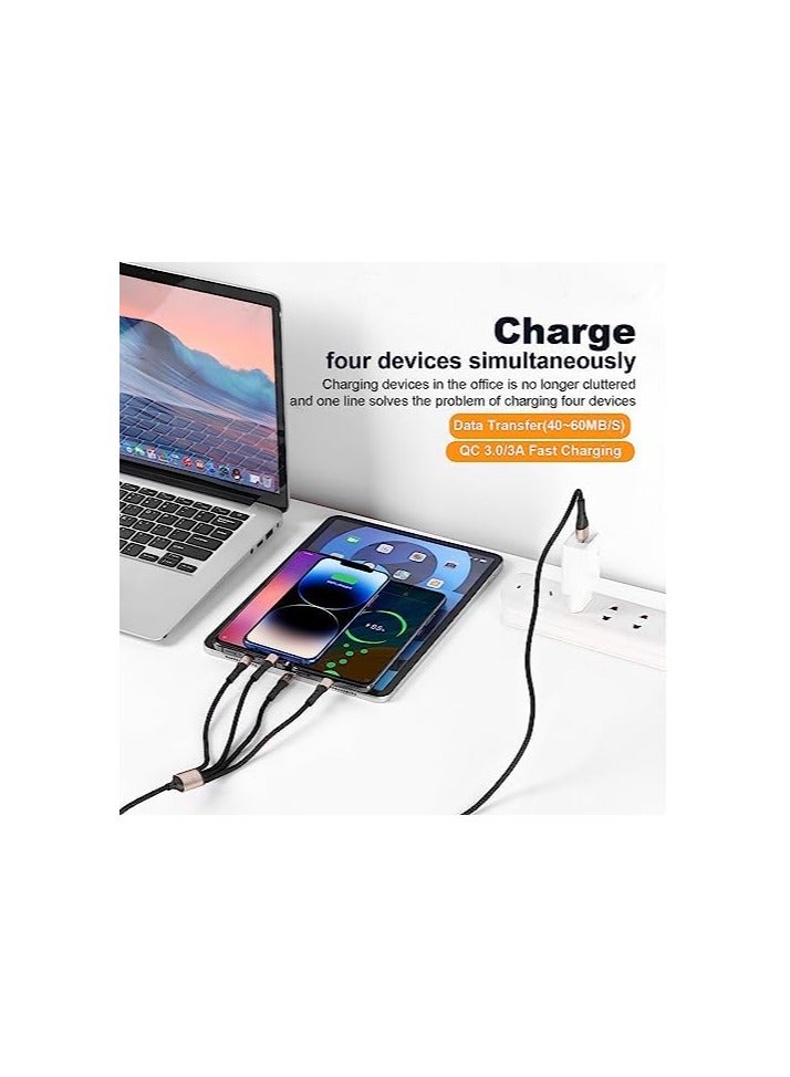 كابل USB من النوع C شحن سريع [3A/1.2M]، سلك أساسي لشاحن مزامنة مجدول من النايلون QC 3.0 مع 4 موصلات USB C، لهاتف iPhone 15 Pro Max، وSamsung Galaxy S24 S23 S22 A52، وLG، وHuawei، وSony، وXiaomi - Image 2
