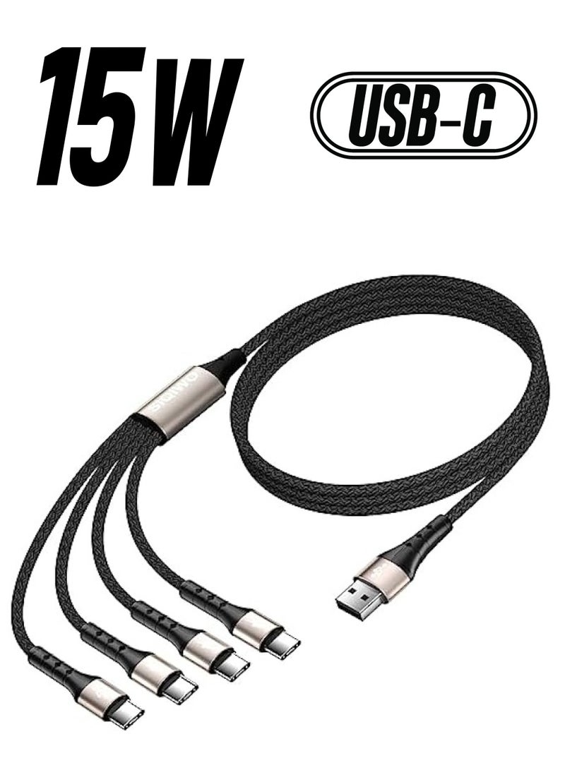 كابل USB من النوع C شحن سريع [3A/1.2M]، سلك أساسي لشاحن مزامنة مجدول من النايلون QC 3.0 مع 4 موصلات USB C، لهاتف iPhone 15 Pro Max، وSamsung Galaxy S24 S23 S22 A52، وLG، وHuawei، وSony، وXiaomi - Image 1