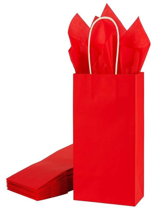 SUNCOLOR 24-Pack Red Gift Bags with Handles - 8" Goodie Bags with 24 Red Tissue Papers for Party Favors, Christmas, Valentine's Day, Birthdays & Anniversaries - Image 1