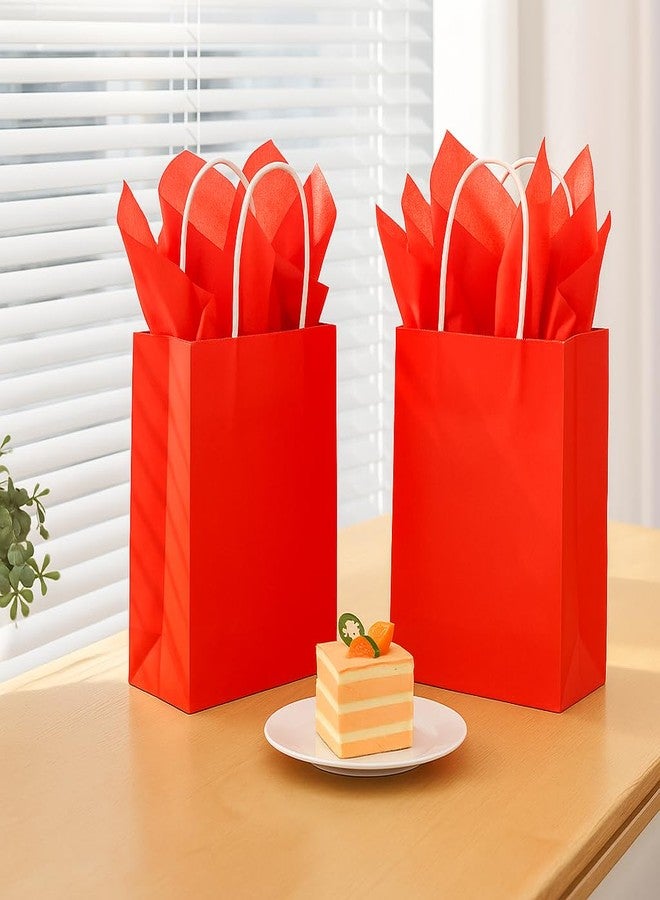 SUNCOLOR 24-Pack Red Gift Bags with Handles - 8" Goodie Bags with 24 Red Tissue Papers for Party Favors, Christmas, Valentine's Day, Birthdays & Anniversaries - Image 4