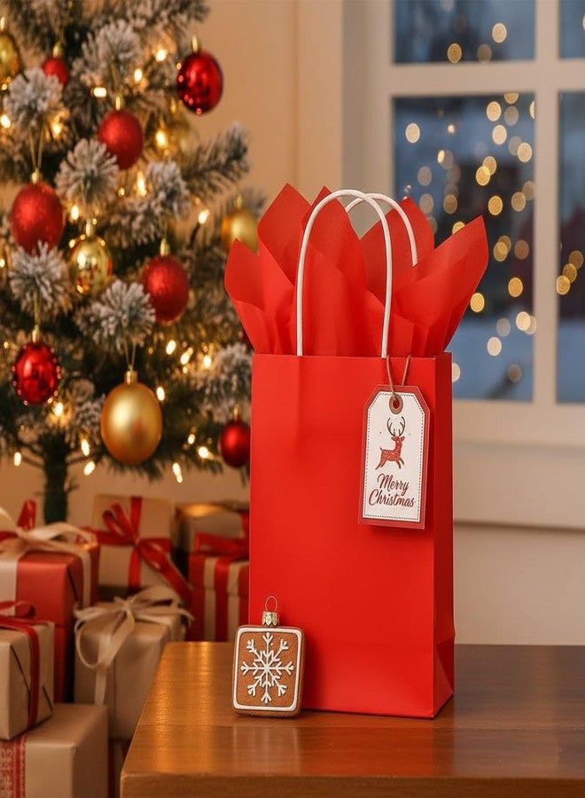 SUNCOLOR 24-Pack Red Gift Bags with Handles - 8" Goodie Bags with 24 Red Tissue Papers for Party Favors, Christmas, Valentine's Day, Birthdays & Anniversaries - Image 5