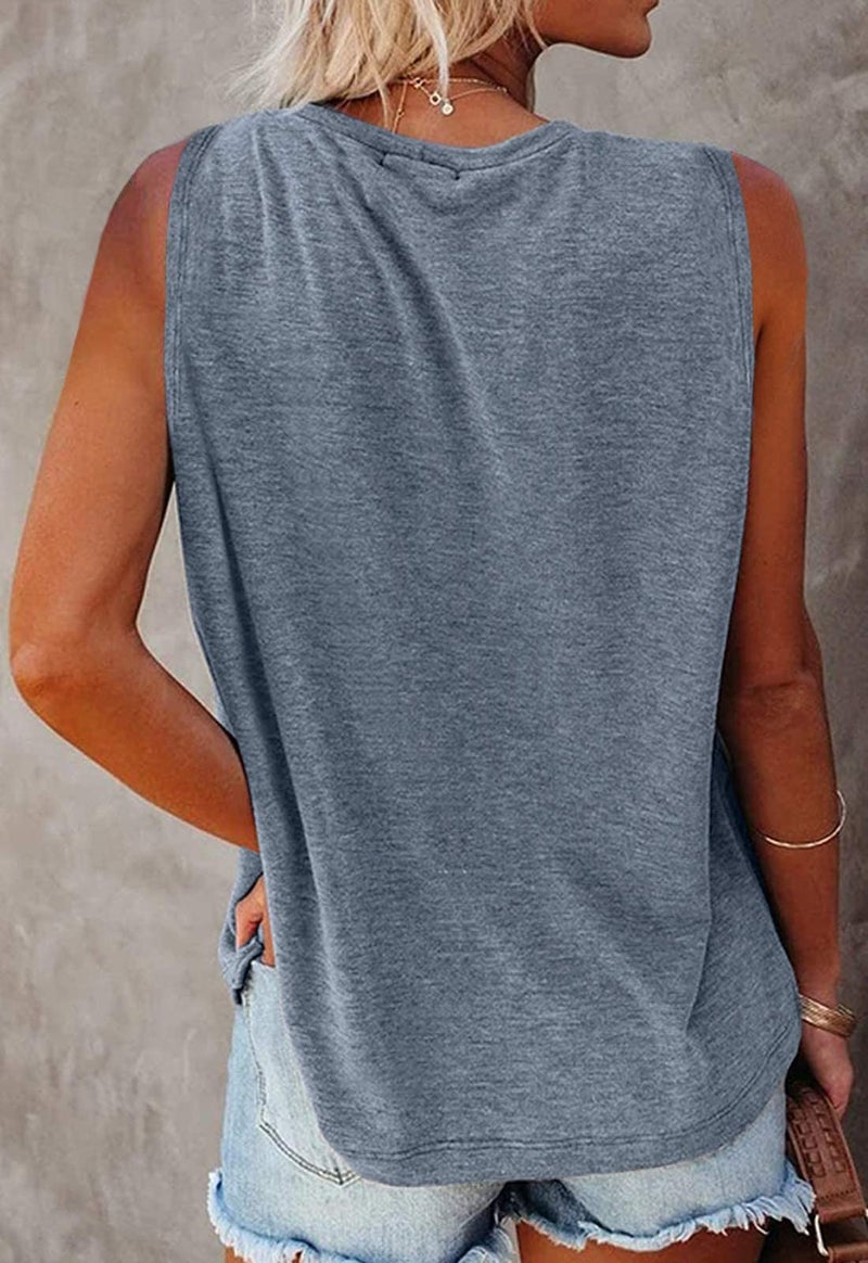 Bealatt Womens Sunflower Tank Casual Workout Top Summer Sleeveless Dog Paws Graphic Shirt Cute Loose Vacation Cotton Plus Size Top Blue,L - Image 5