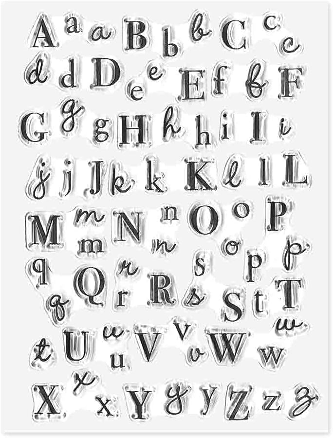 Hying 26 Capital Alphabets 52 Lowercase Alphabets Letter Rubber Clear Stamps for Card Making Decoration DIY Scrapbooking Embossing Album Decor Craft - Image 1