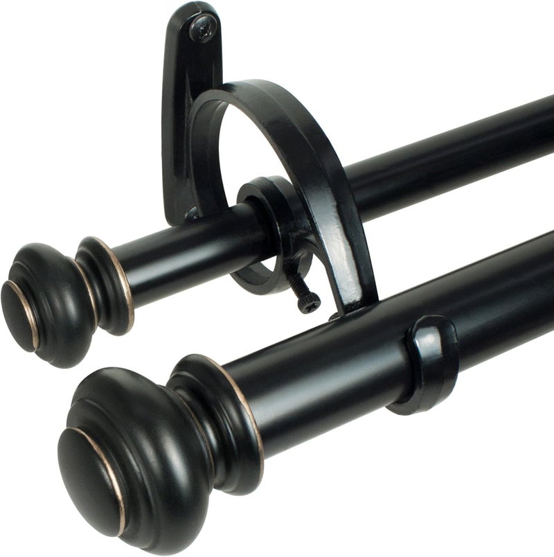 Decopolitan Beme 36-72" Urn Double Rod Set in Antique Black - Image 1