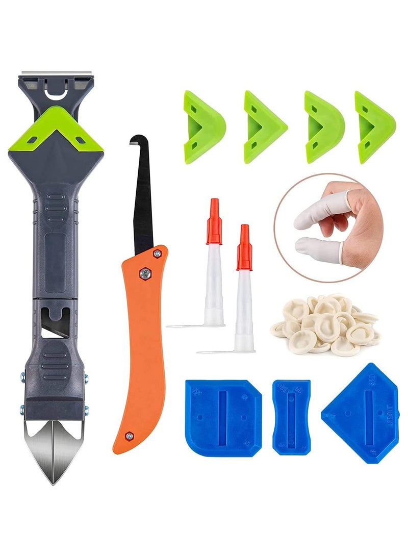 Excefore Caulking Tool, Silicone Sealant Finishing Tool, Nozzle Applicator, Caulk Scraper, Upgraded 5 in 1 Stainless Steelhead Great Tools, for Kitchen Bathroom Window Sink Joint - Image 1