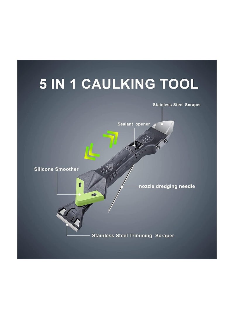 Excefore Caulking Tool, Silicone Sealant Finishing Tool, Nozzle Applicator, Caulk Scraper, Upgraded 5 in 1 Stainless Steelhead Great Tools, for Kitchen Bathroom Window Sink Joint - Image 3