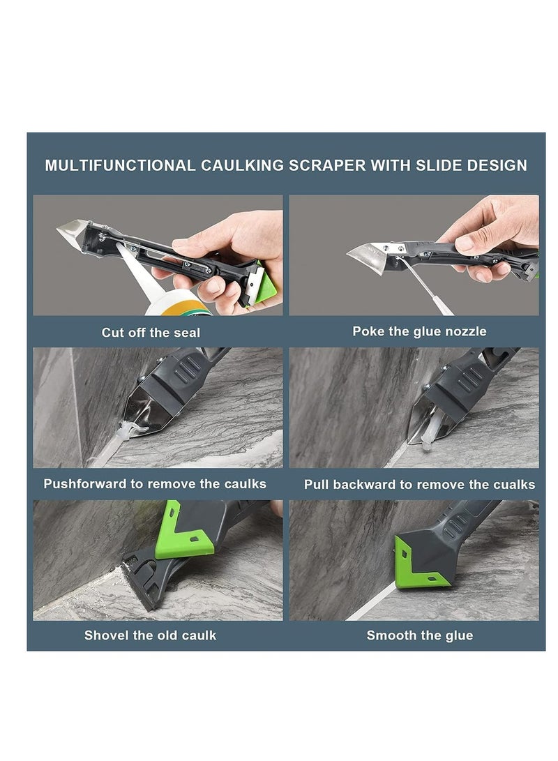 Excefore Caulking Tool, Silicone Sealant Finishing Tool, Nozzle Applicator, Caulk Scraper, Upgraded 5 in 1 Stainless Steelhead Great Tools, for Kitchen Bathroom Window Sink Joint - Image 4