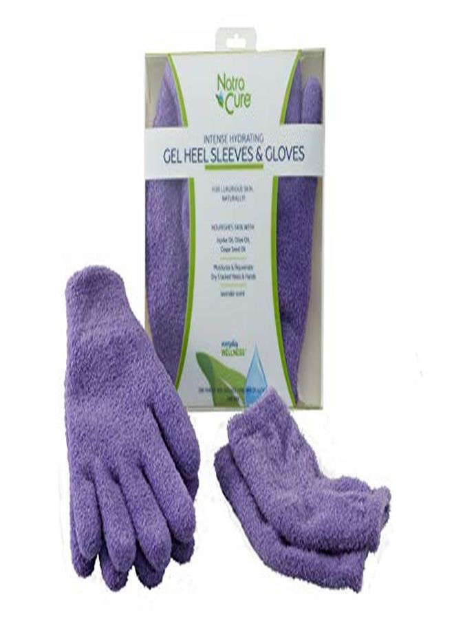 NatraCure Moisturizing Gel Heel Sleeves And Gloves (For Dry Heels, Cracked Heels, Dry Hands And Cuticles, Dry Skin) Color: Lavender - Image 1