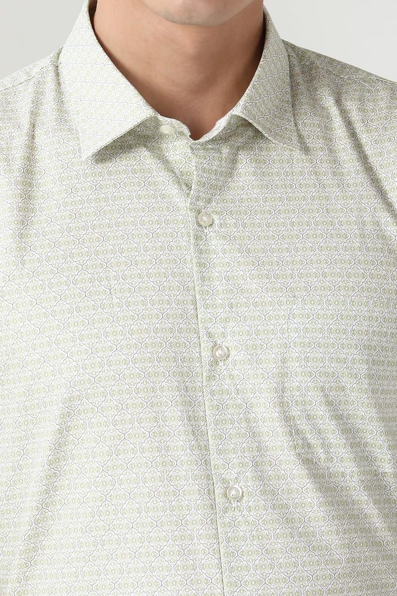 Peter England Men's Formal Full Sleeve Shirt Light Olive - Image 4