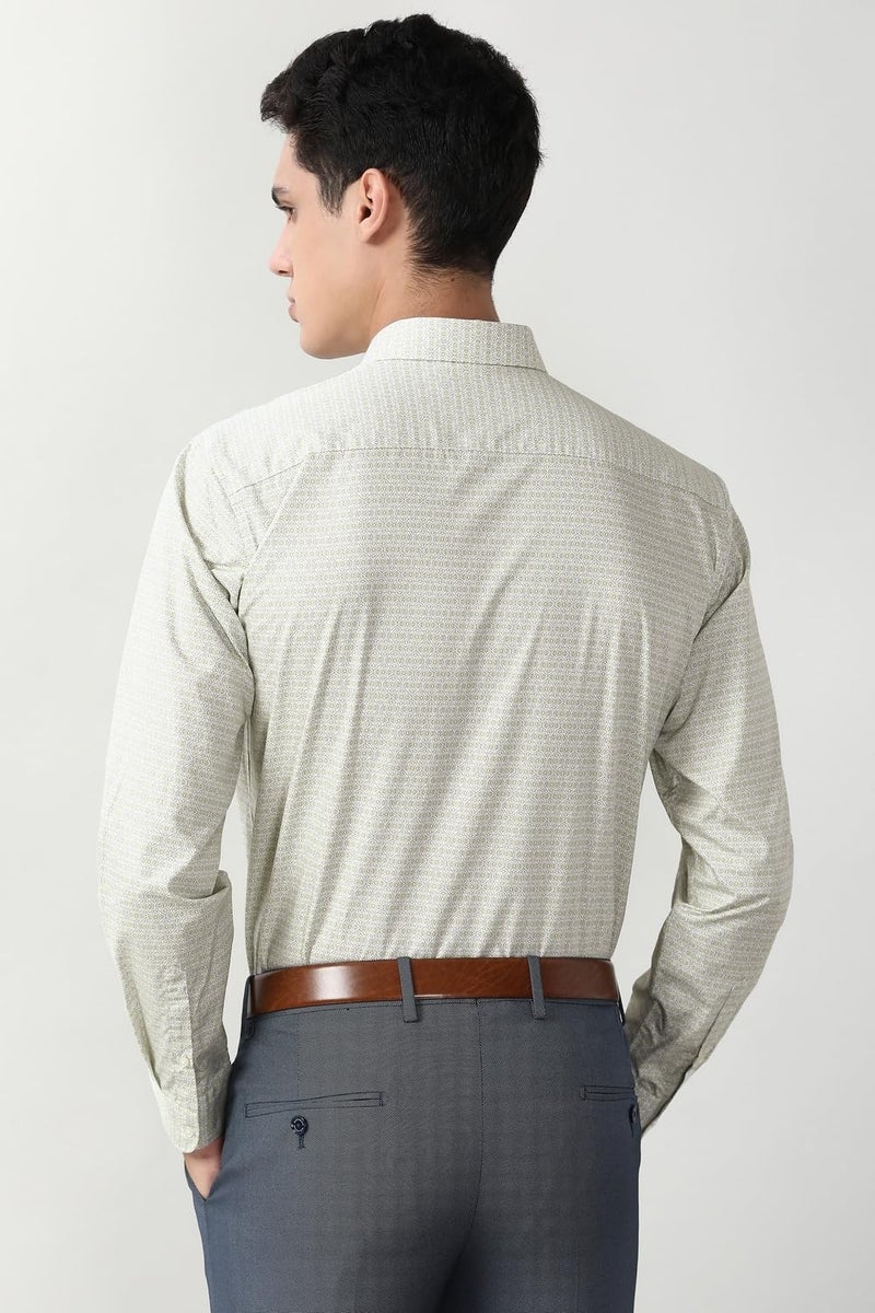 Peter England Men's Formal Full Sleeve Shirt Light Olive - Image 3