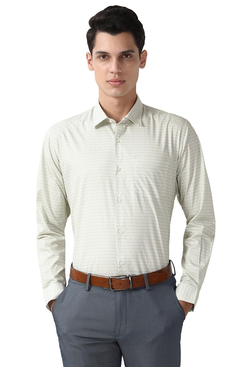 Peter England Men's Formal Full Sleeve Shirt Light Olive - Image 1
