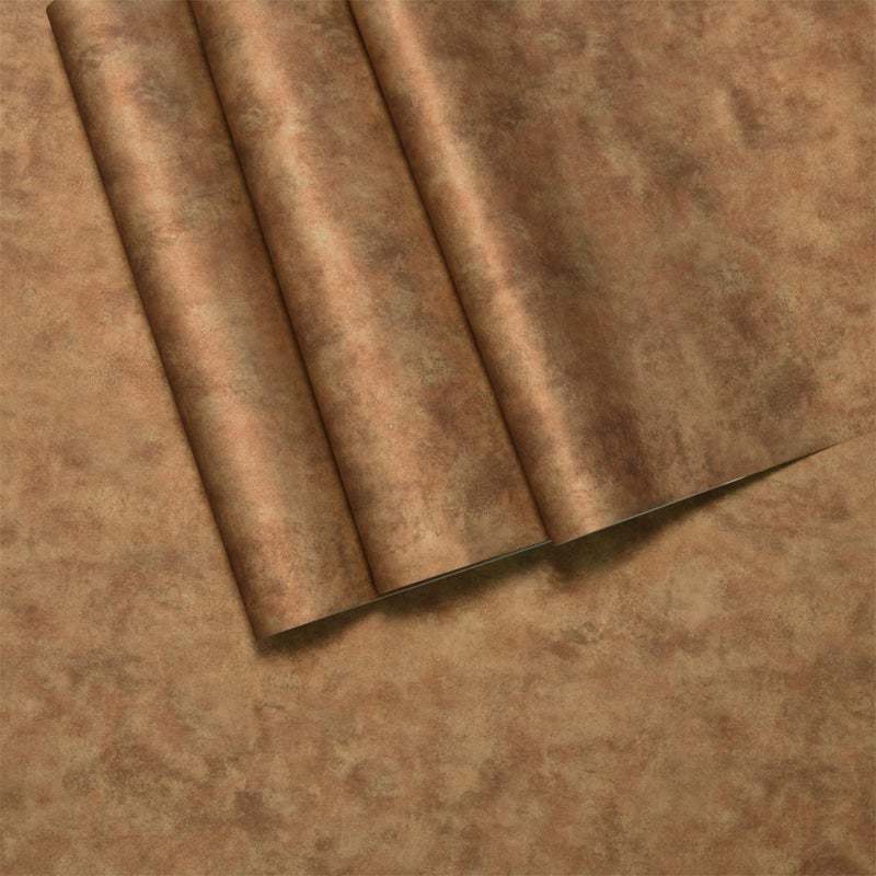 BAYYA Mid Century Modern Wallpaper Copper Peel and Stick Wallpaper Gold/Orange/Brown Industrial Wall Paper 16"x118" Rust Vintage Metallic Concrete Contact Paper for Bedroom Bathroom Living Room Wall - Image 1