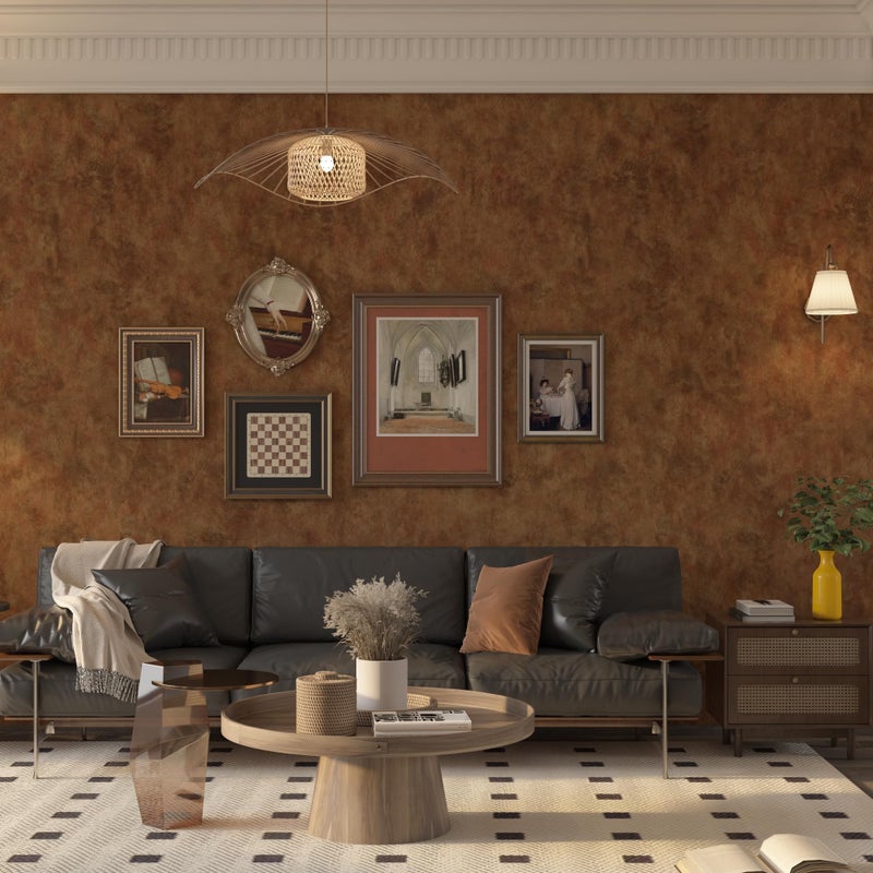 BAYYA Mid Century Modern Wallpaper Copper Peel and Stick Wallpaper Gold/Orange/Brown Industrial Wall Paper 16"x118" Rust Vintage Metallic Concrete Contact Paper for Bedroom Bathroom Living Room Wall - Image 5