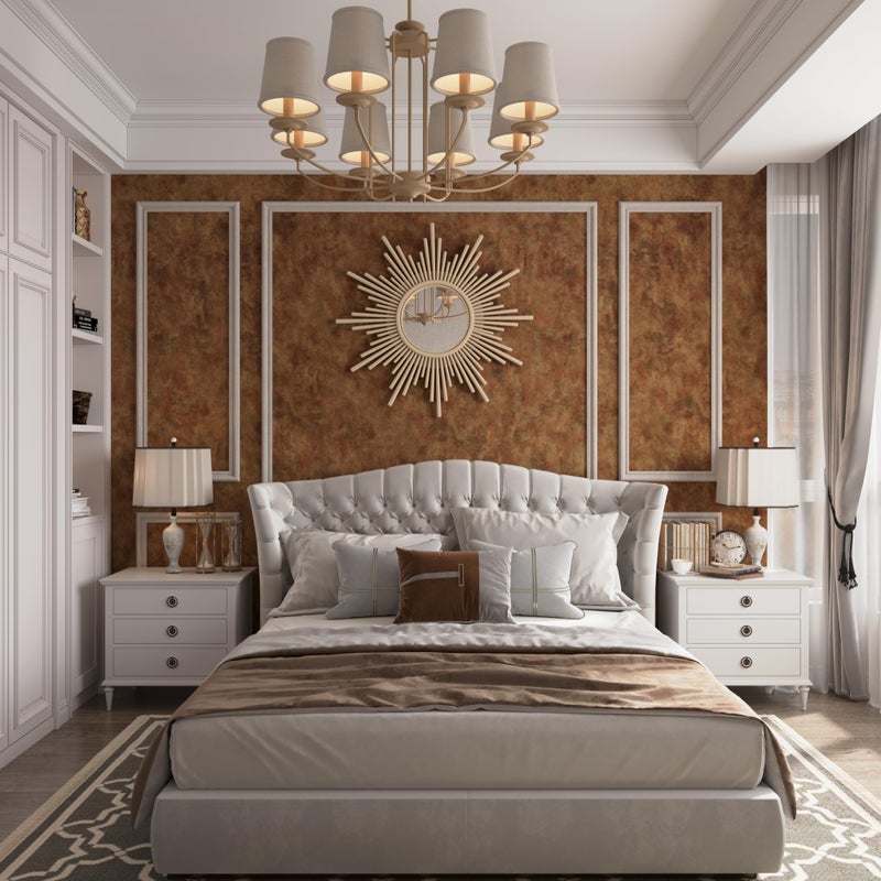 BAYYA Mid Century Modern Wallpaper Copper Peel and Stick Wallpaper Gold/Orange/Brown Industrial Wall Paper 16"x118" Rust Vintage Metallic Concrete Contact Paper for Bedroom Bathroom Living Room Wall - Image 4