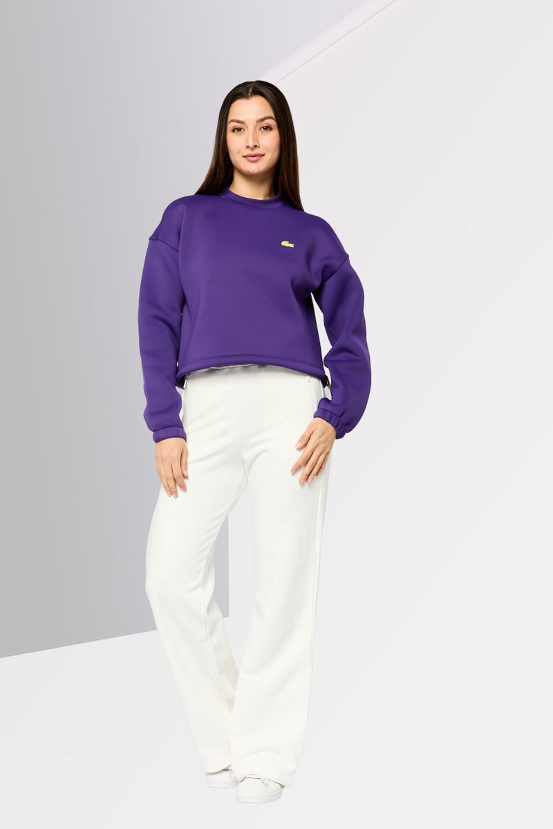 Lacoste Sport Women Loose Fit Long Sleeves Outdoor Sweatshirt, Purple  - Image 2