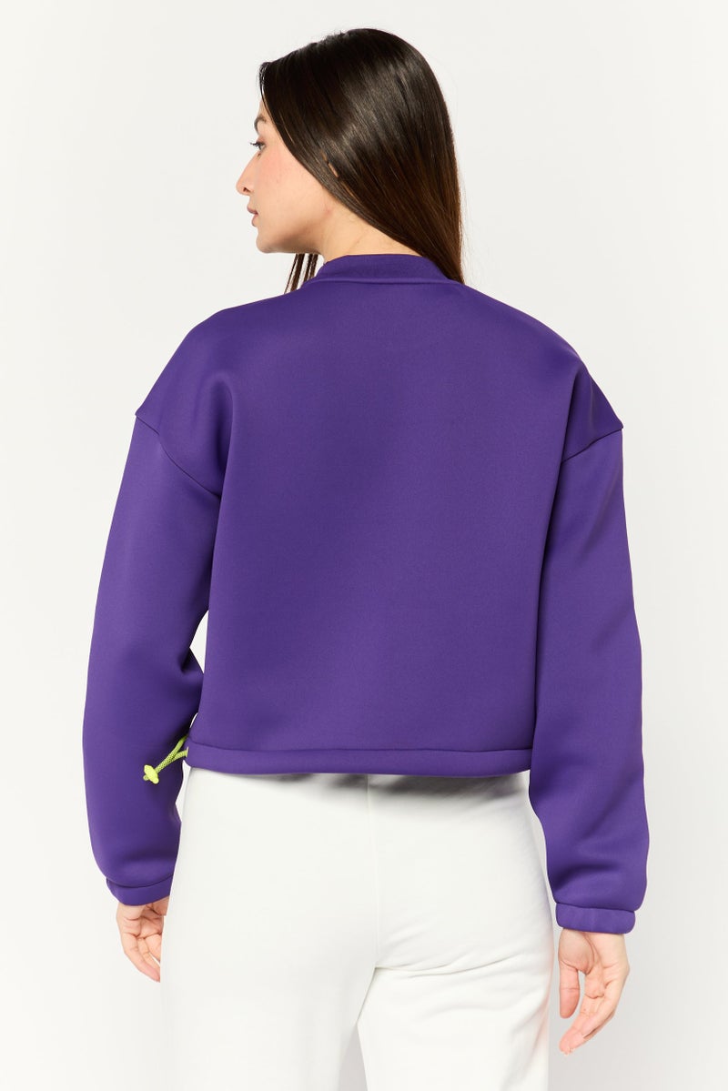 Lacoste Sport Women Loose Fit Long Sleeves Outdoor Sweatshirt, Purple  - Image 4