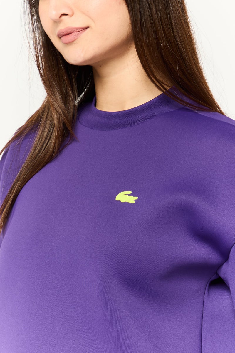 Lacoste Sport Women Loose Fit Long Sleeves Outdoor Sweatshirt, Purple  - Image 3