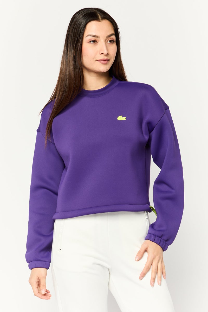 Lacoste Sport Women Loose Fit Long Sleeves Outdoor Sweatshirt, Purple  - Image 1