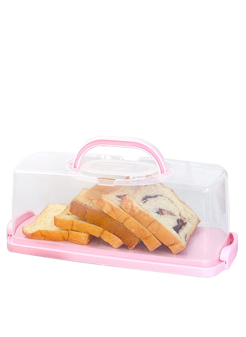 MahMir - MahMir® Plastic Rectangular Bread Box with Portable Handle, Loaf Cake Storage Container Box for Storing Banana Bread,Pumpkin Bread (Pink) - Image 1