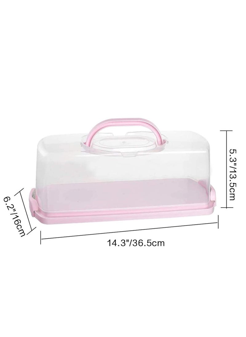 MahMir - MahMir® Plastic Rectangular Bread Box with Portable Handle, Loaf Cake Storage Container Box for Storing Banana Bread,Pumpkin Bread (Pink) - Image 1