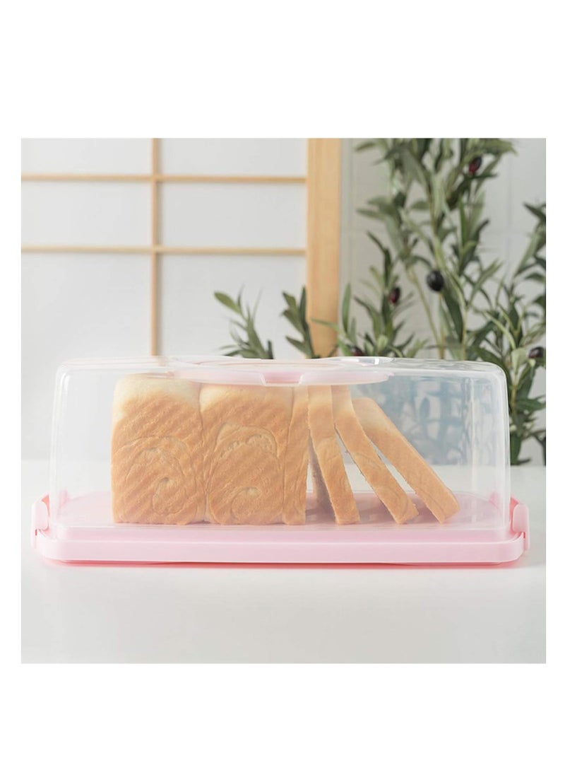 MahMir - MahMir® Plastic Rectangular Bread Box with Portable Handle, Loaf Cake Storage Container Box for Storing Banana Bread,Pumpkin Bread (Pink) - Image 1