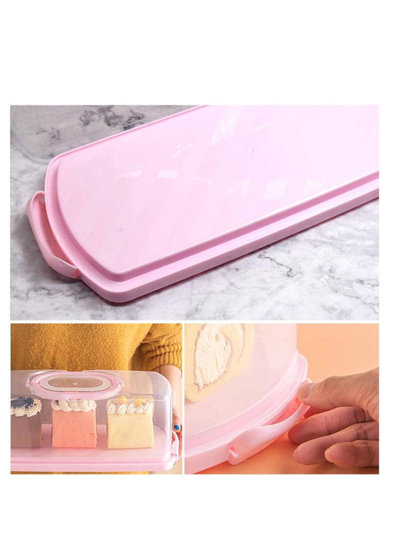 MahMir - MahMir® Plastic Rectangular Bread Box with Portable Handle, Loaf Cake Storage Container Box for Storing Banana Bread,Pumpkin Bread (Pink) - Image 1