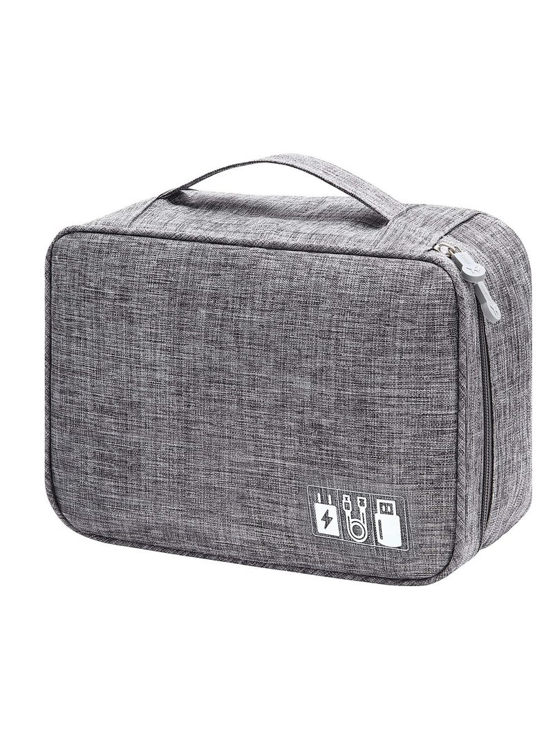 erorex Electronics Organizer Waterproof Carrying Bag Travel Gadgets Universal Accessories Storage Case for Charger Cables Earphone Ipad Mini Phone Sd Card Power Bank Grey - Image 1