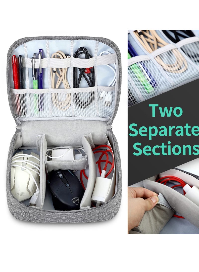 erorex Electronics Organizer Waterproof Carrying Bag Travel Gadgets Universal Accessories Storage Case for Charger Cables Earphone Ipad Mini Phone Sd Card Power Bank Grey - Image 5
