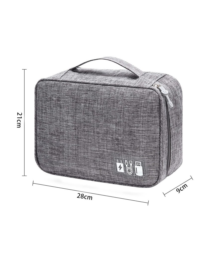 erorex Electronics Organizer Waterproof Carrying Bag Travel Gadgets Universal Accessories Storage Case for Charger Cables Earphone Ipad Mini Phone Sd Card Power Bank Grey - Image 2