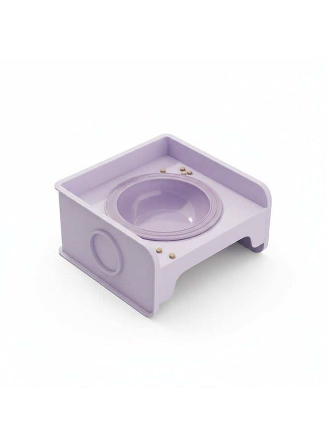EPET Elevated Pet Bowl for Cats & Small Dogs - Raised Ceramic Food Water Dish - Modern Anti-Vomit Design Ergonomic Feeder Stand (Purple) - Image 1