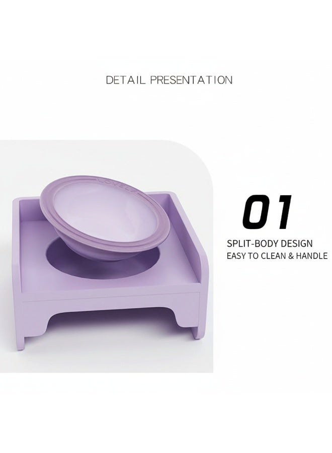 EPET Elevated Pet Bowl for Cats & Small Dogs - Raised Ceramic Food Water Dish - Modern Anti-Vomit Design Ergonomic Feeder Stand (Purple) - Image 3