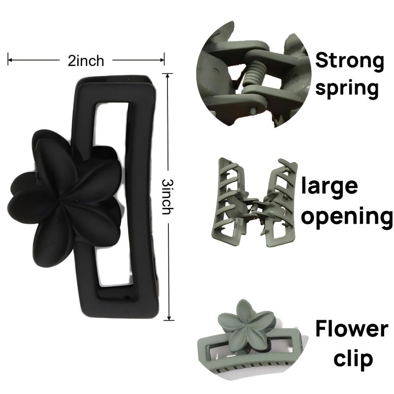 Jimmidy Women Hair Clips, 10Pc Medium Flower Claw Clips, 3inch Frosted Non-Slip Banana Clips, Suitable for Thick or Thin Hair (Colorful) - Image 2