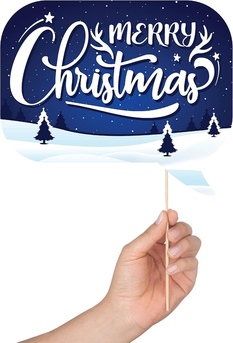 Outside The Booth Christmas Photo Booth Props - 41-pc Photobooth Kit with 8 x 10-Inch Sign, 60 Glue Dots, 45 Sticks - Christmas Picture Props for Kids and Adults - Image 3