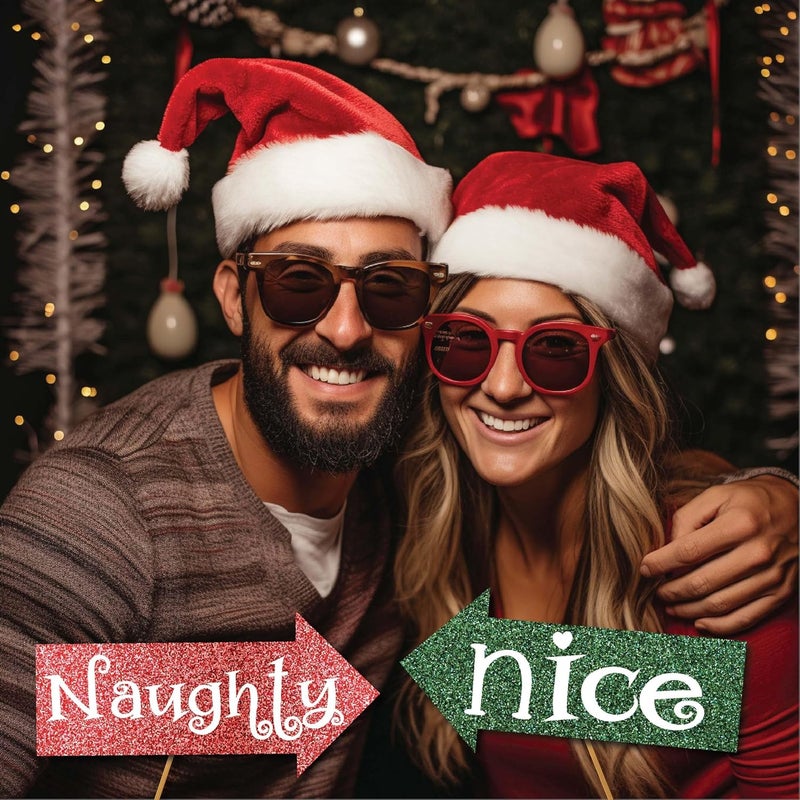 Outside The Booth Christmas Photo Booth Props - 41-pc Photobooth Kit with 8 x 10-Inch Sign, 60 Glue Dots, 45 Sticks - Christmas Picture Props for Kids and Adults - Image 4