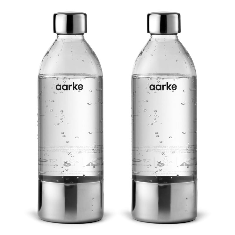 aarke Extra PET Stainless Steel Reusable Bottle for Carbonator l, ll, and 3, BPA-Free and Non-Toxic, 800ml (2-Pack) - Image 1