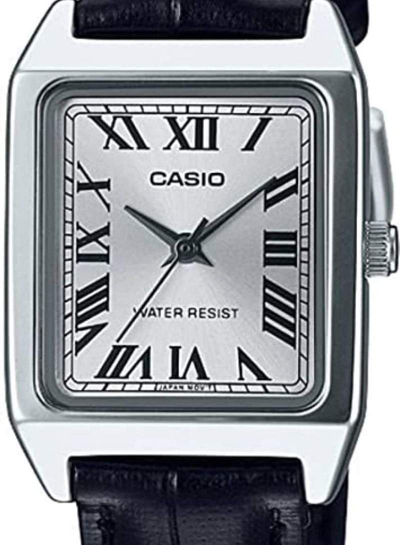 CASIO ساعة كاسيو النسائية المصنوعة من الجلد الأسود بمينا تناظري LTP-V007L-7B1UDF - Image 3