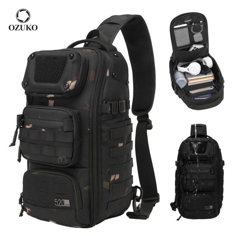 OZUKO Waterproof Sling Chest Bag for Travel Outdoor and Daily Use with Lightweight Anti Theft Design, Camo, 9912 - Image 4