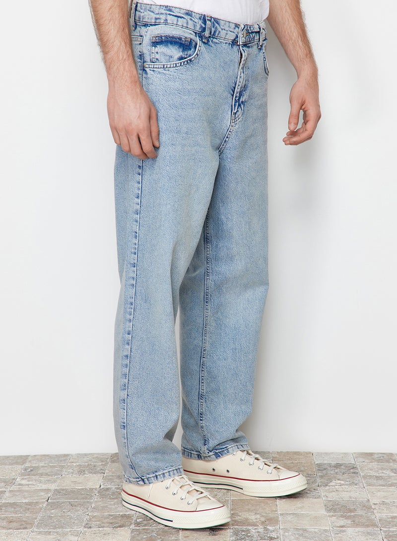 trendyol Blue Baggy/90's Straight Fit Jeans Loose Jeans TMNSS24JE00012 - Image 4